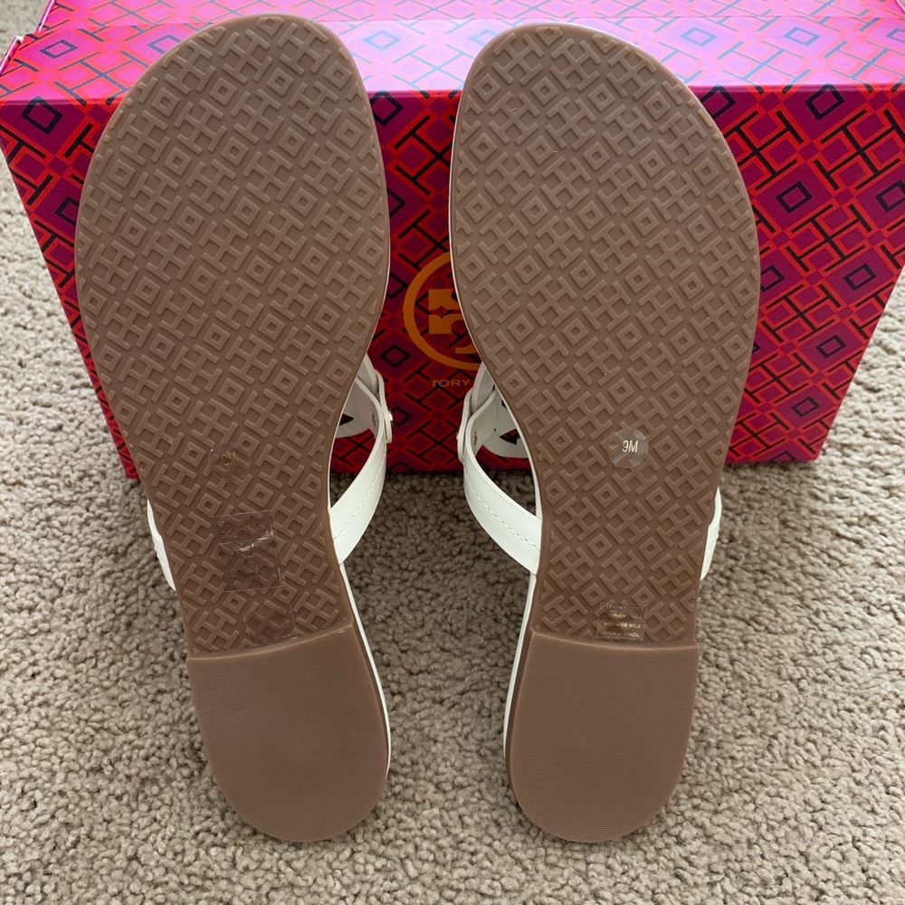 NEW 9 Tory Burch Leather Miller Sandals Bleach - Picture 11 of 12